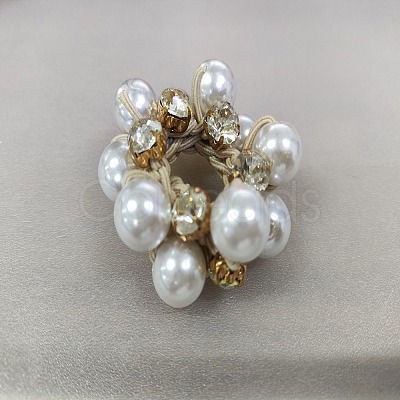 Plastic Imitation Pearl with Rhinestone Elastic Hair Ties PW-WGA89E1-04-1