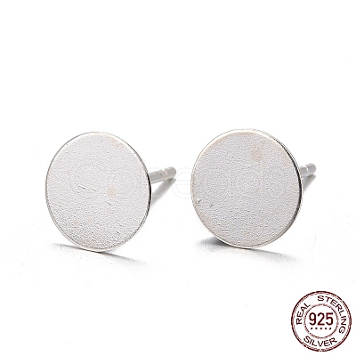 925 Sterling Silver Flat Pad Stud Earring Findings STER-K167-045F-S-1