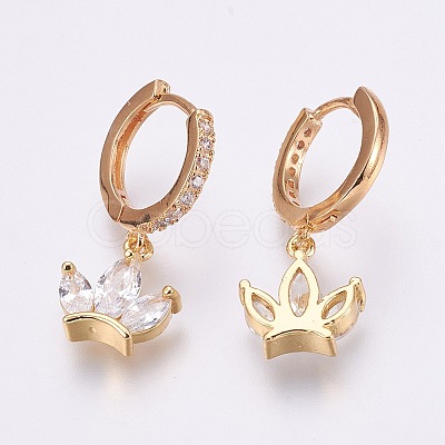 Brass Micro Pave Cubic Zirconia Dangle Hoop Earrings EJEW-F172-F01-G-1