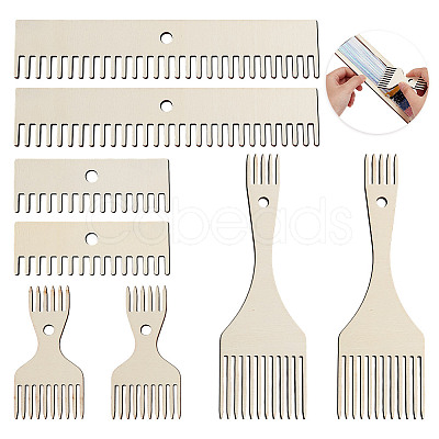 4Pcs Wood Weaving Comb Sets TOOL-WH0155-173-1