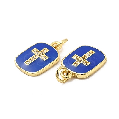 Brass Micro Pave Cubic Zirconia Pendants KK-E068-VB448-1-1