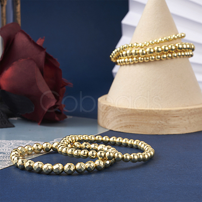 6Pcs 6 Style Synthetic Hematite Round Beaded Stretch Bracelets Set BJEW-SW0001-01-1