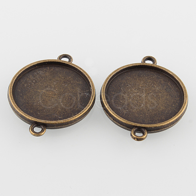 Flat Round Two-Sided Alloy Cabochon Connector Settings X-PALLOY-N0087-05AB-NF-1