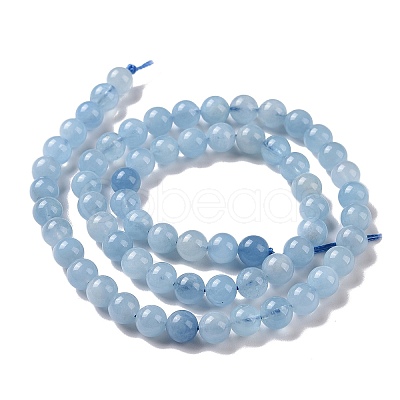 Round Natural Aquamarine Bead Strands G-F289-03-6mm-1