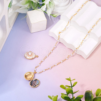 1Pc Brass Enamel Locket Pendants KK-TADJ0001-05B-1