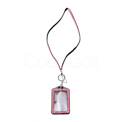 Rectangle PU Leather with Rhinestone Phone Card Holder AJEW-WH0230-48A-1