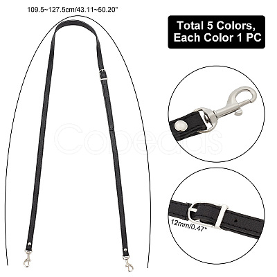 5Pcs 5 Colors Adjustable PU Leather Bag Shoulder Straps DIY-PH0013-79P-1