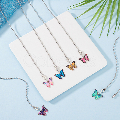 12Pcs 6 Colors Butterfly Alloy Enamel Charms Ceiling Fan Pull Chain Extenders HJEW-GO00070-1