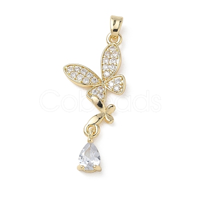 Brass Micro Pave Clear Cubic Zirconia Pendants KK-A299-10G-1
