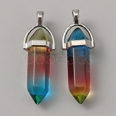 Glass Double Terminal Pointed Pendants G-WH0016-40F-1