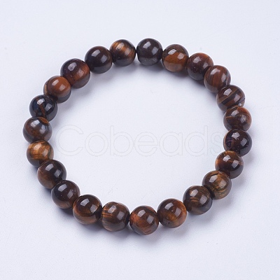 Natural Tiger Eye Beaded Stretch Bracelets BJEW-I253-8mm-27-1