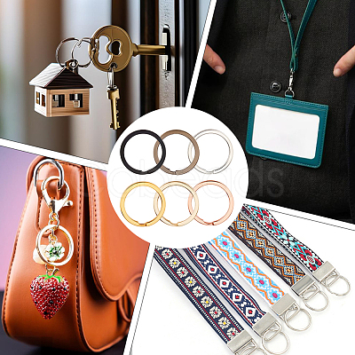 36Pcs 6 Colors Alloy Split Key Rings FIND-CY0001-71-1