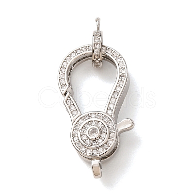 Brass Micro Pave Clear Cubic Zirconia Lobster Claw Clasps CU-CBA2907-15P-1
