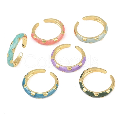 Brass Open Cuff Rings for Women RJEW-K305-03D-G-1