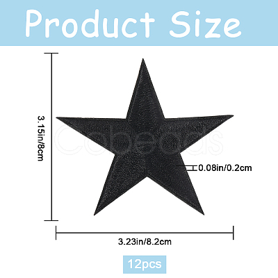 12Pcs Star Shape Cloth Embroidery Applqiues PATC-GF0001-33A-1