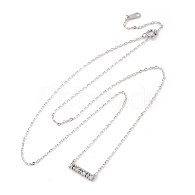 925 Sterling Silver Micro Pave Clear Cubic Zirconia Rectangle Pendant Necklaces for Women NJEW-D316-02P-1