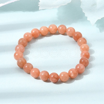 8.5MM Grade A Natural Dyed & Heated Chalcedony Round Beaded Stretch Bracelets for Women GG-CBA3F02-14A-01-1