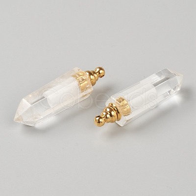 Faceted Natural Quartz Crystal Pointed Pendants G-H252-F07-1