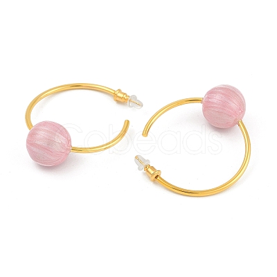 Round Brass Enamel Hoop Earrings for Women EJEW-Q391-35G-02-1