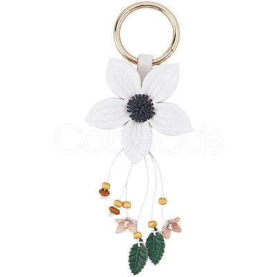 Leather and Alloy Keychain HJEW-WH20022-04A-01-1