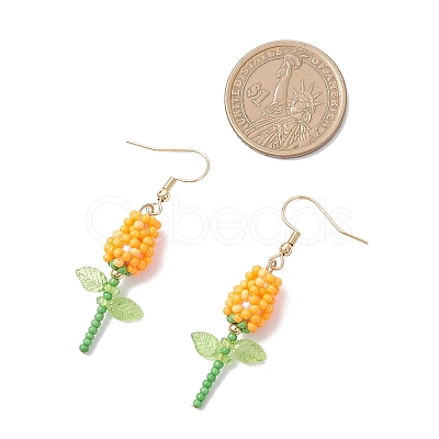 Stainless Steel Glass Flower Dangle Earrings EJEW-MZ00574-01-1