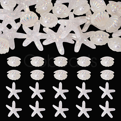 26Pcs 2 Styles UV Plating Ocaen Theme Transparent Resin Cabochons CRES-TA0001-54-1