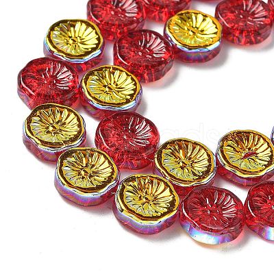 Half Electroplate Baking Paint Glass Beads Strands EGLA-K061-11A-AB02-1