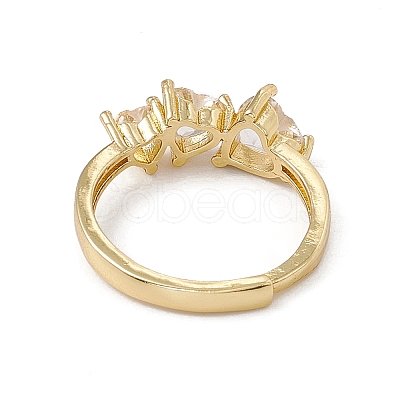 Rack Plating Brass Cubic Zirconia Cuff Rings for Women RJEW-M145-23G-A-1