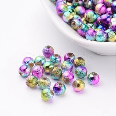 Mixed Colorful Spray Painted Matte Acrylic Round Beads X-PB25P9282-1
