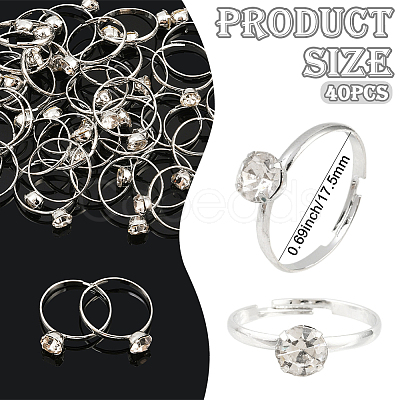 40Pcs Adjustable Alloy Rhinestone Finger Rings for Women RJEW-SP0001-02P-1