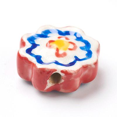 Handmade Porcelain Flower Beads Strands PORC-G006-14D-1