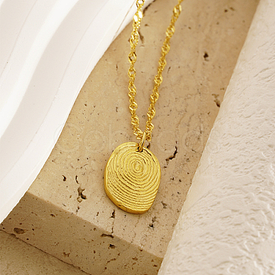 304 Stainless Steel Textured Oval Pendant Necklaces QQ8734-1-1