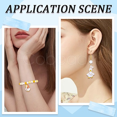 24Pcs 6 Styles Light Gold Tone Alloy Enamel Pendants ENAM-SC0004-60-1