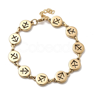 12 Constellations 304 Stainless Steel Link Chain Bracelets BJEW-I239-01G-07-1