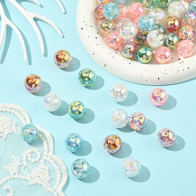 12Pcs Transparent Inner Flower Acrylic Beads RESI-YW0004-86A-1