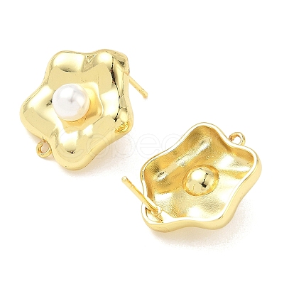 Brass Plastic Pearl Stud Earring Findings KK-G547-06G-1