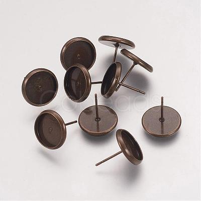 Brass Stud Earring Settings KK-H021-1AB-1