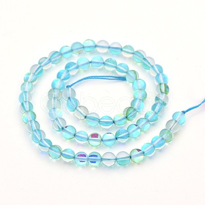 Round Synthetic Moonstone Beads Strands G-M210-6mm-10-1
