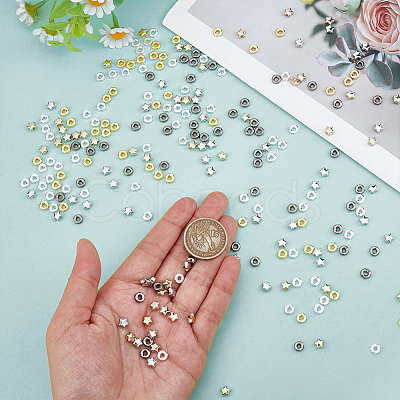 500Pcs 2 Colors CCB Plastic Beads CCB-ME0001-07-1