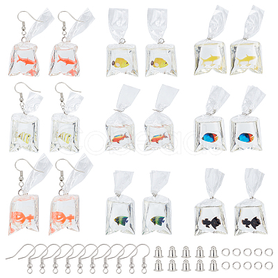 DIY Goldfish Water Bag Dangle Earring Making Kit DIY-CA0003-90-1