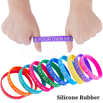 20Pcs 20 Style Motivational Quotes Silicone Cord Bracelets Wristbands BJEW-WH0020-51A-1
