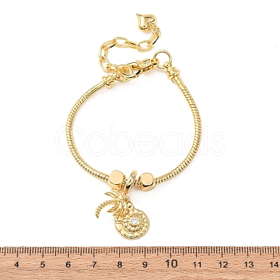 Comch Brass Micro Pave Clear Cubic Zirconia Charm Bracelets BJEW-H640-05A-G-1