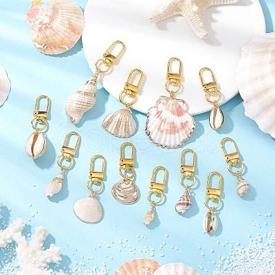 Electroplate Shell Pendant Decorations HJEW-JM03070-1
