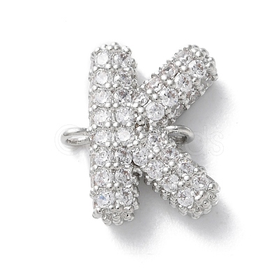 Brass Micro Pave Cubic Zirconia Letter Links KK-I717-04K-P-1