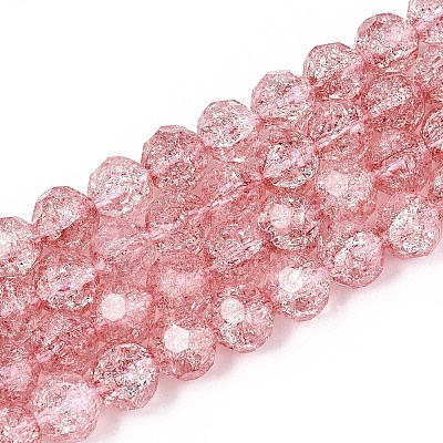 Transparent Crackle Glass Beads Strands GLAA-N053-10mm-07-1