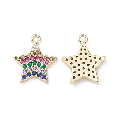 Rack Plating Brass Micro Pave Colorful Cubic Zirconia Pendants KK-L155-54G-1