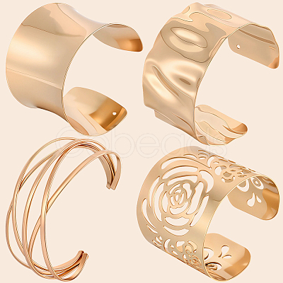 4Pcs 4 Styles Alloy & Iron Bangles for Women BJEW-CY0001-01-1