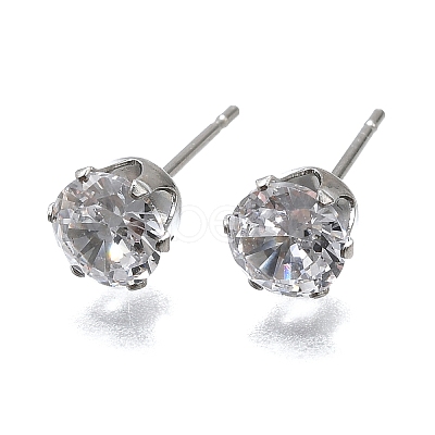 Cubic Zirconia Ear Studs X-STAS-E051-3D-1