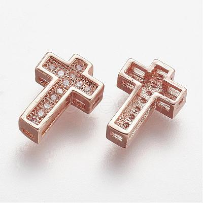 Brass Micro Pave Cubic Zirconia Beads ZIRC-N025-55RG-1