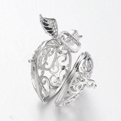 Eco-Friendly Rack Plating Brass Rhinestone Cage Pendants KK-M176-14P-NR-1